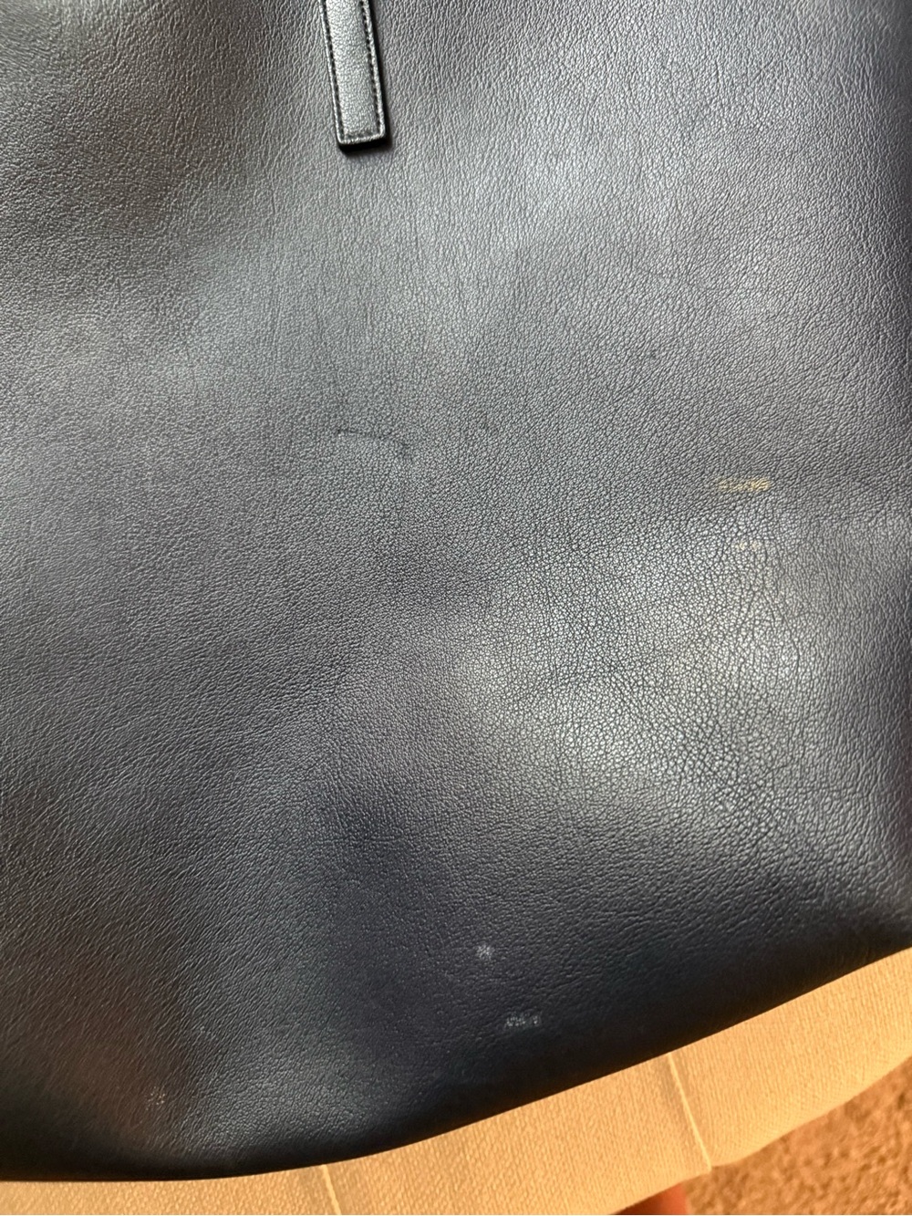 Yves Saint Laurent Navy Leather Shopping Tote with Gold YSL Tag & Inner Clutch - Picture 2 of 11